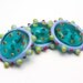 Handmade glass lampwork buttons - Sky & Sea - blue, aqua, red, dots, glass buttons, 2 hole buttons