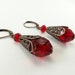 Red Earrings Copper Earrings Dangle Earrings Copper Leverback Earrings Red Jewelry Victorian