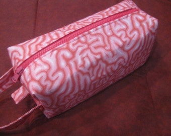 BRAINS.... with surprise embroidery inside - Cosmetic Bag Makeup Bag LARGE