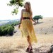 Vintage 70s Yellow Crocheted Cotton LACE Strapless DRESS Skirt Gypsy Boho