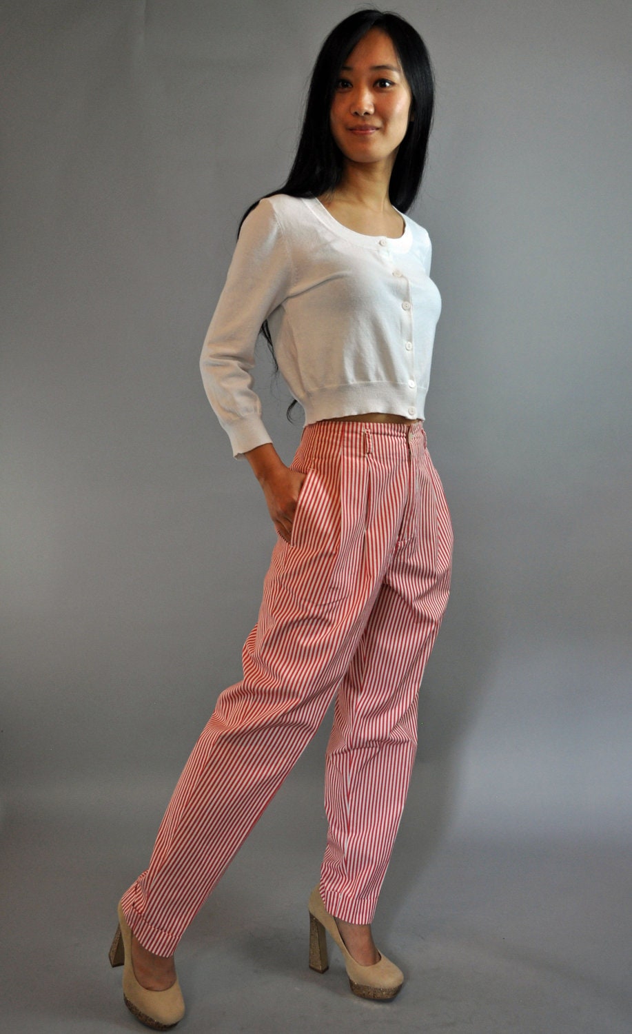 pleated cotton pants