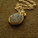 Gunmetal Grey Druzy Agate Vermeil Pendant and Gold FIlled Chain Necklace - Small