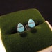 Vintage Southwestern Sterling Silver Inlaid Blue Turquoise Teardrop Stud Post Pierced Earrings
