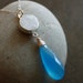 White Agate Druzy and Sky Blue Chalcedony Necklace - Sterling Silver - Dreamy Blue