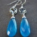 Silver Deep Blue Chalcedony Earrings - with Crystal Quartz