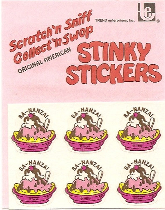 Vintage 80s matte Trend Europack scratch and sniff stickers