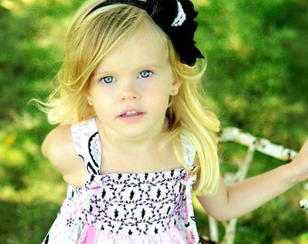 Black Flower Headband, Black Chiffon Rose with Pearls Gray Headband or Hair Clip, The Audrey, Wedding, Baby Headband, Child Girls Headband