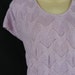 purple pointelle sweater. 1980's chevron knit. XL. new old stock.