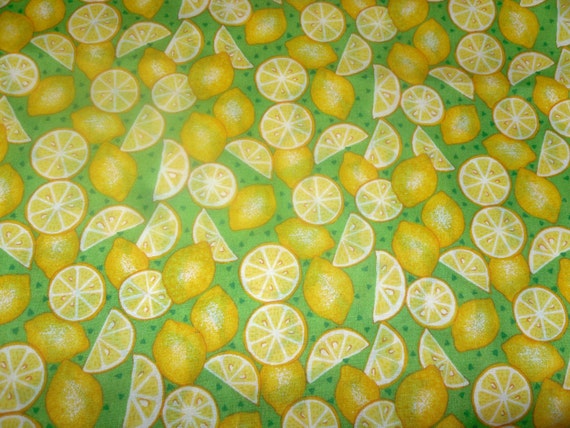 Items similar to 100% Cotton Print Fabric - Lemon Motif - Vintage Fat ...