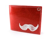 On Sale - Mustache Billfold Wallet - Red Metal Flake - Get up on some Upper Lip Action