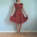Sheer Knee Length Fun Red Flower Dress