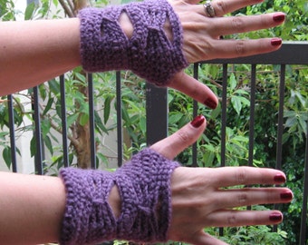 50% off purple butterfly fingerless gloves