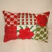SALE CHRISTMAS Vintage Chenille and Wilendur Quilted Christmas Pillow Red Rosebuds