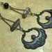 Eris, Gypsy of The Shadowlands. Rustic blue-gray quartz, black onyx and Gothic black Art Nouveau earrings