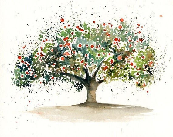 apple tree wall decor nature art original watercolor by ireart apple tree wall decor nature art original watercolor by ireart