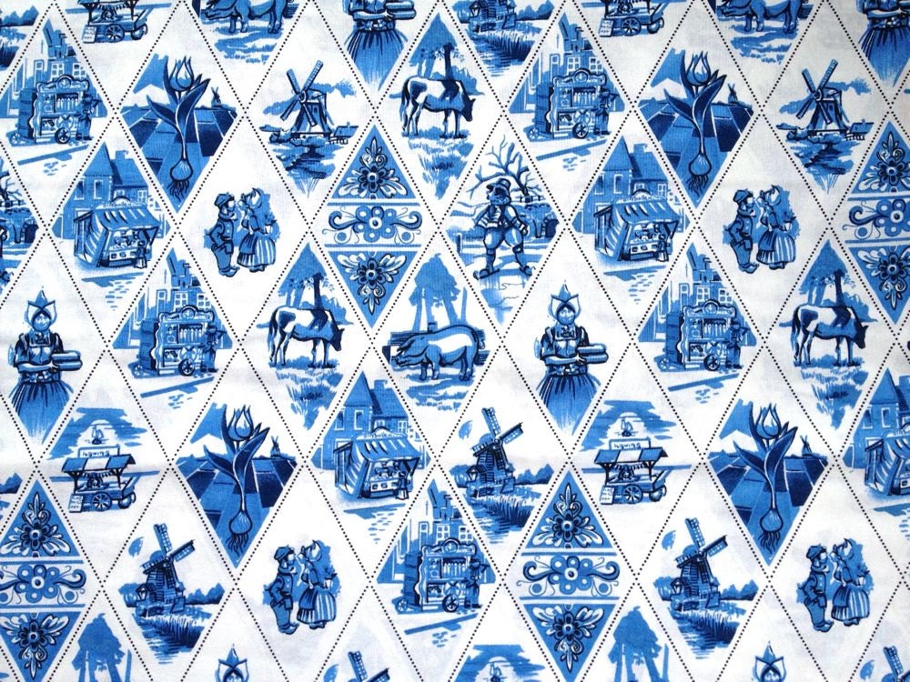 Delft Blue cotton fabric Dutch print Fat Quarter