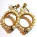vintage rhinestone and pearls hoop loop dangle screw on earrings