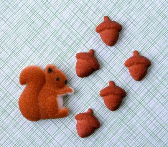Squirrel and Acorn Edible Sugar Decorations for Cupcakes and Cakes (12) Il_570xn
