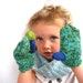 Green toddler mittens, cute kids gloves, winter fashion