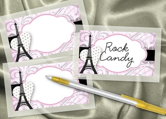 10 Blank Food Label Stickers, Wedding, Bridal Shower, Birthday, Eiffel Tower, French Il_570xn