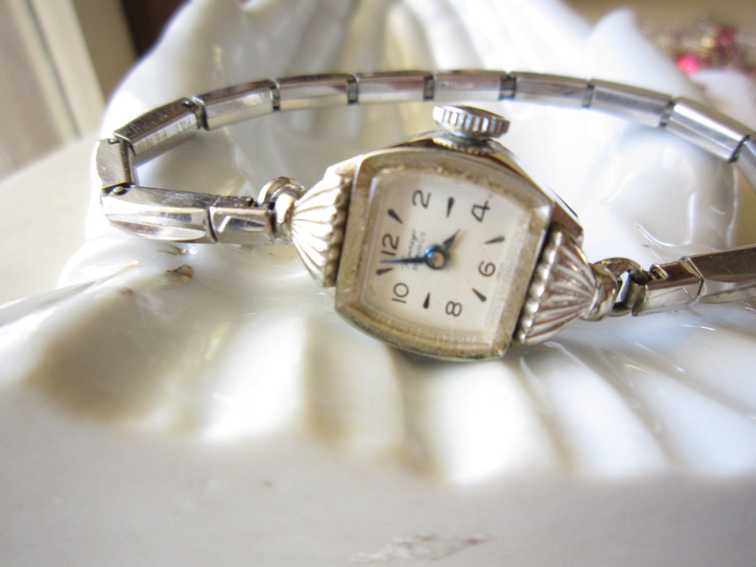 Womens Vintage Benrus White Gold Plated Wind Up by Roadsidebridge