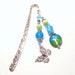 Bookmark - Delicate Butterfly Charm with Blue and Green Glass Beads