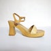 S A L E 90s Clueless Tan Strappy Platform Heels (8.5)