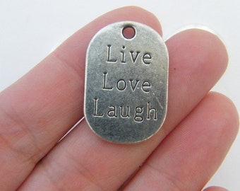 4 Live Love Laugh pendants antique silver tone M288