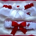 Illinois State White Satin Wedding Garter Set for Farrarsamantha