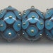 Tom's lampwork dark aqua blue dotted beads, 2 bead set, 1 pair 0273