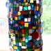 Stained Glass Mosaic Vase, Candle Holder, Multicolored, Home Decor, Hostess Gift - 7 inches x 3 inches