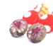 Fabric Covered Button Earrings, Flower Earrings, Purple Earrings, Cover Button Studs, Surgical Stainless Steel Button Earrings