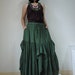 Meet You There... Steampunk Funky Dark Green Light Cotton Ruching Tiered Maxi Skirt