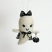 Halloween ornament : Fuzz boo ghost girl - black pumpkin and black plaid cape