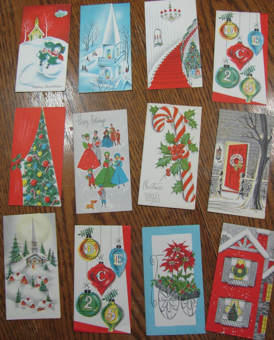 12 Mid Century UNused Christmas Cards1960s 1950s Vintage