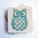 Owl Coasters, Aqua, (Ceramic, Pottery, Set of 4) Handmade - Makes a great housewarming, back to school or birthday gift