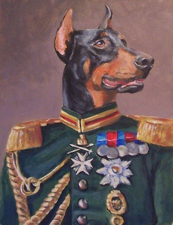 Doberman wearing military uniform by MattCookStudio on Etsy