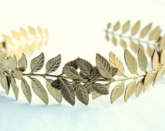 ATHENA Grecian Leaf Headpiece in Raw Brass