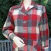 Vintage 40s Kasual-Koat Red & Gray Plaid 49er Wool Jacket, Pendleton Style, Large