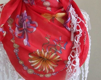 Tringle multiolor Turkish Yemeni fabric scarf ,authentic, romantic, elegant, fashion