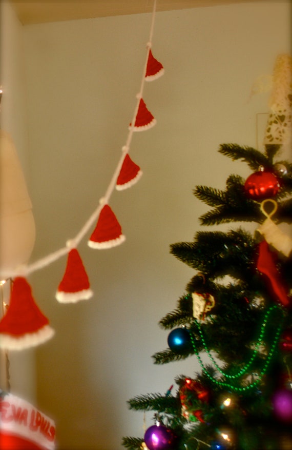 Items similar to Crochet Santa Hat Garland PDF Pattern on Etsy