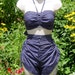 1940s Vintage Pin-Up 2 Pc Navy Blue Halter Swim Suit Sz M