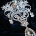Amazing Large Dangle Vintage style Silver Plated rhinestones and crystal bridal cake, dress Sparkling, Victorian Style