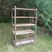 On Hold Vintage steel and wood industrial rolling shelf bookcase