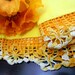 Pair of Pillowcases Pillow Cases - Canary Yellow - Orange Crocheted Edges 7846