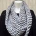 Chunky crochet gray long Infinity scarf