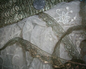1 yd. of antique gold french very fine metal lace, more avail.