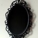 Black Scrying Mirror in Ornate Vintage Oval Frame