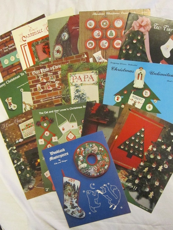 27 vintage cross stitch books CHRISTMAS