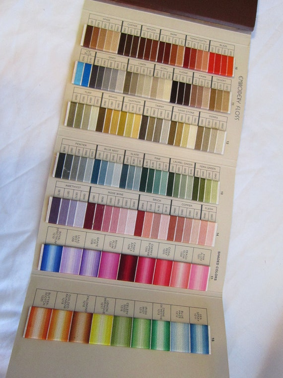 Susan Bates Anchor color card embroidery floss circa 1980s